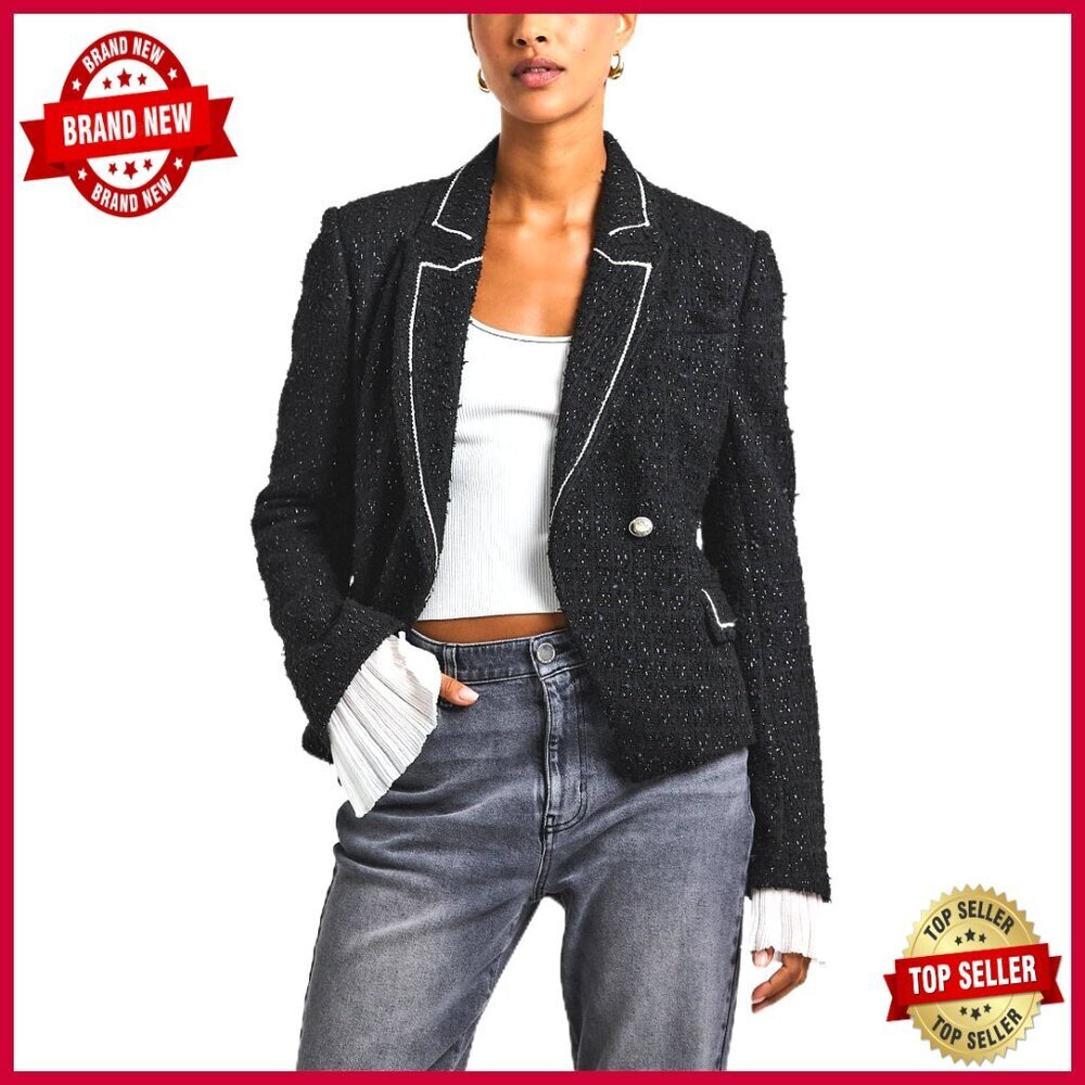 Tailored Galaxy Tweed Blazer Long Sleeve Semi-Formal Business Wear